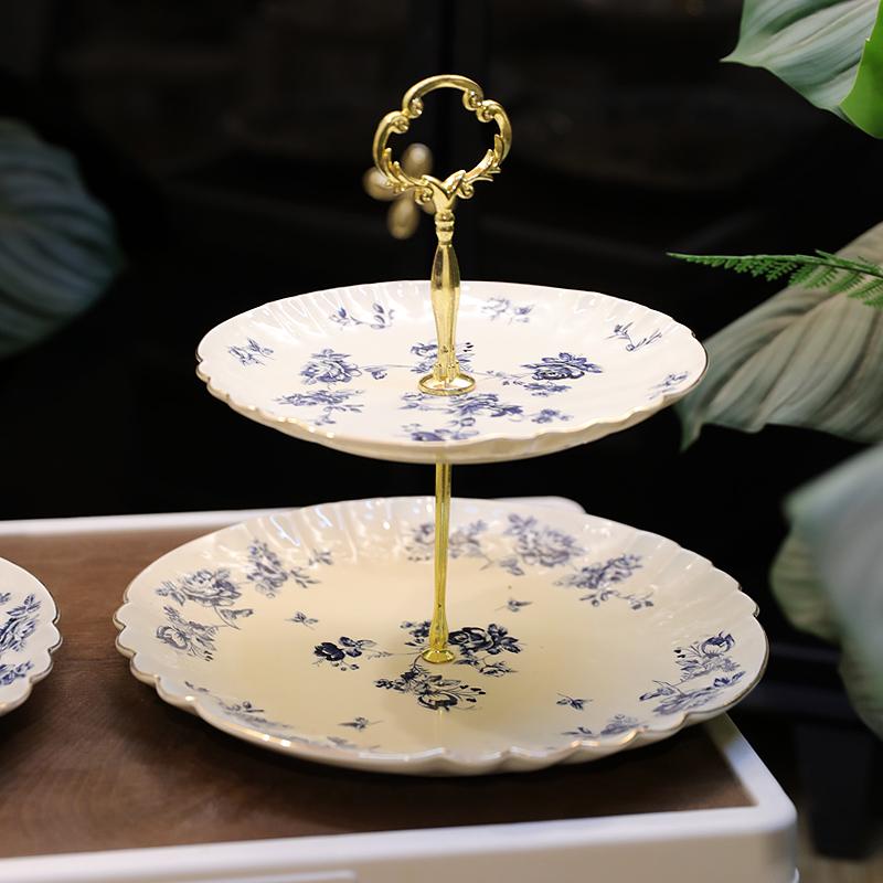 Ceramic Three-Tier Pastry Stand: English-European Style Fruit Bowl, Cake, Candy, and Snack Plate for Afternoon Tea.