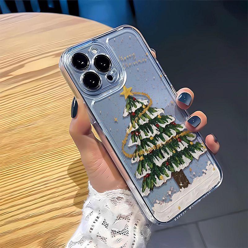 Crystal Clear Drop-Proof Christmas Tree iPhone Case for 13/14/15Pro/16ProMax/17 Models