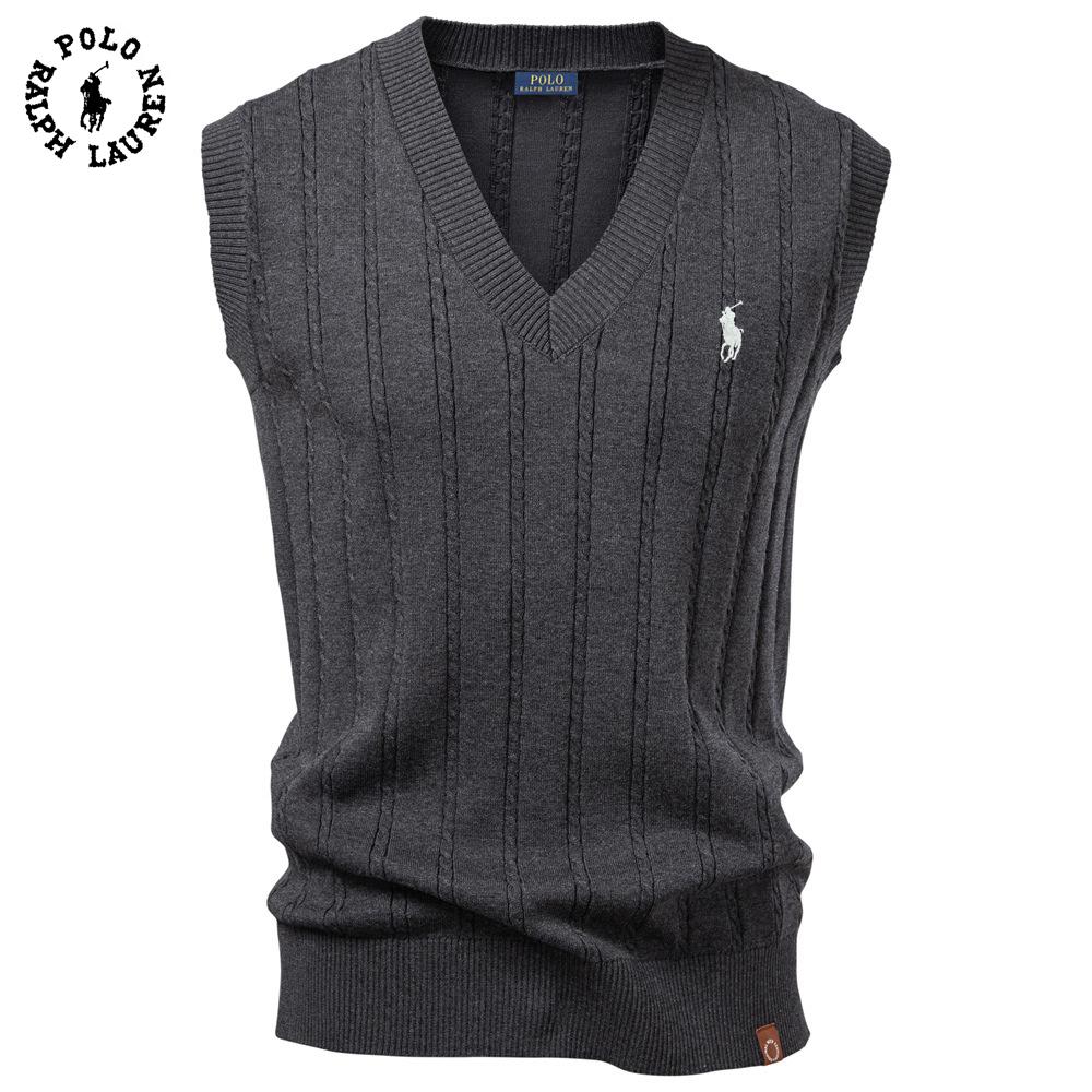 Polo Ralph Lauren Embroidery Autumn/Winter 2025 European Size V-neck Fried Dough Twists Sweater Vest for Men's Business Sweater Waistcoat