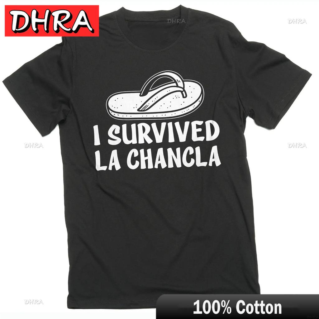Funny La Chancla Tshirt Mom Grandma with Slipper Humorous Spanish Childhood Tee TShirts for Weekend Style TShirt Male Adult