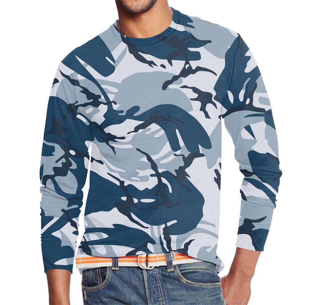 Men's Summer Long Sleeve 3d Camouflage Graphic Print T-Shirt Top Men Streetwear Clothing O Neck Long Sleeve T-Shirt Women's Pullover