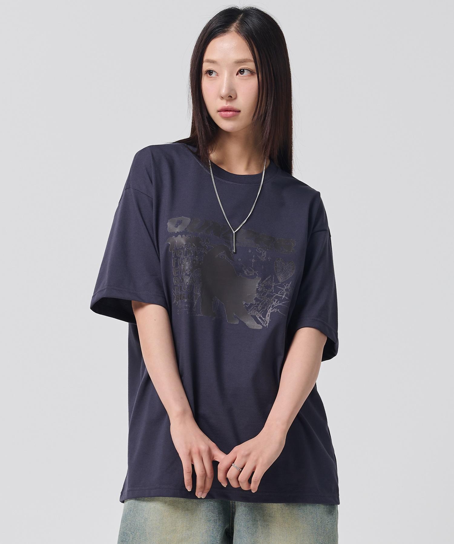 O Under R Mono Collection Кошка Футболка с коротким рукавом (Древесный уголь) S