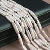 1String, Handmade Rectangle Pearl 6×24mm, White Natural Freshwater Pearl Beads for Jewelry Making DIY Necklace Bracelet, Luxury Crafts 36cm