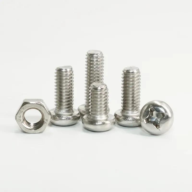Mini Machine Screw M1 M1.2 M1.4 M1.6 M2.5 M3 304 Stainless Steel Phillips Round Head Cross Little Bolts Nuts for Motherboard CPU