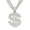 Fashion Hip Hop Dollar Pendant Necklace with 13mm Cuban Chain US Dollar Money Sign Necklaces Rap Rock Punk Jewelry For Man Gift