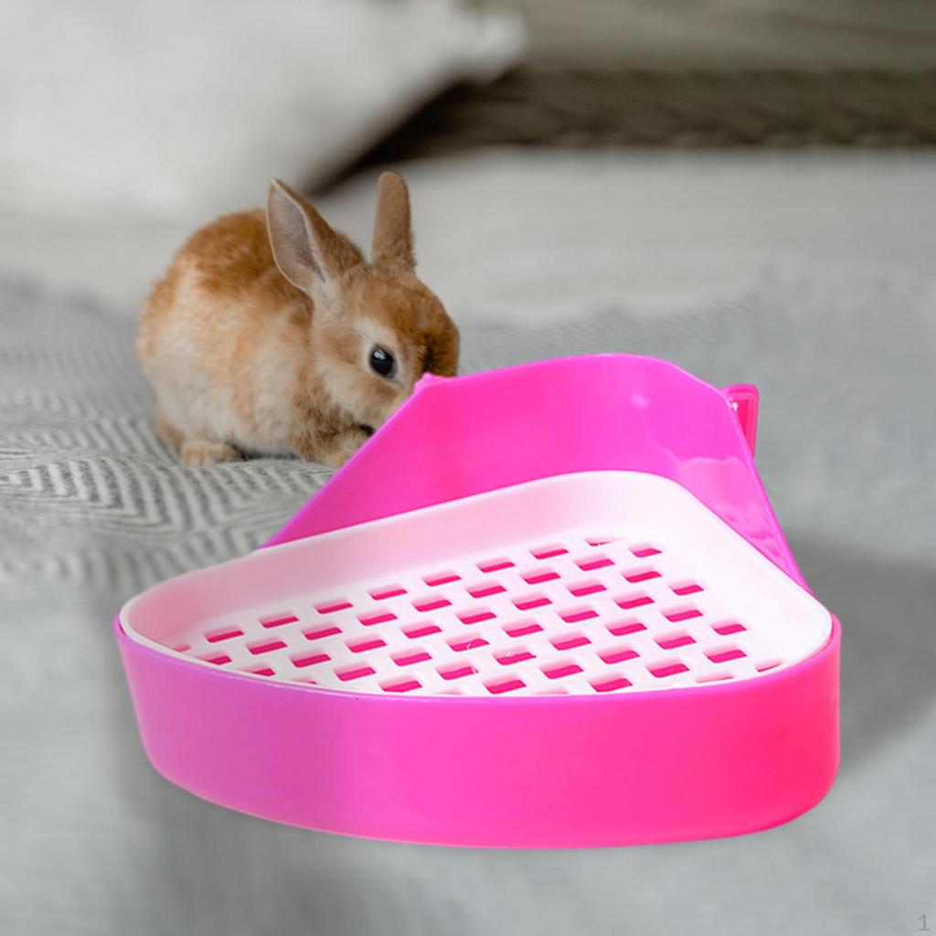Litter Box Bedpan Bunny Restroom Tray Training Pan Cage with Corner for Small