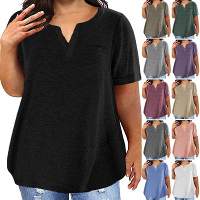 Fashion Plus Size Women's Casual  Short-sleeved Round Neck Solid Color T-shirt