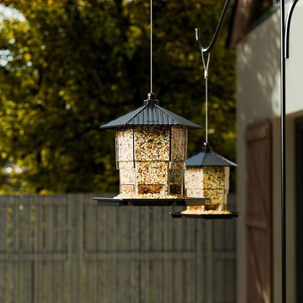 Transparent Bird Food Dispenser Squirrel Proof Bird Feeding Station Bird Food Container  Yard