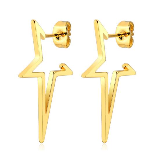 

1 пара подвесок для ушей в стиле хип-хоп, однотонные подвески для ушей с надрезом и пентаграммой золотистый