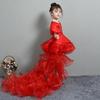 Children's Princess Dress Girls Evening Dress Flower Girl Student Performance Dress Tail Wedding Dress Tutu Dance Costume