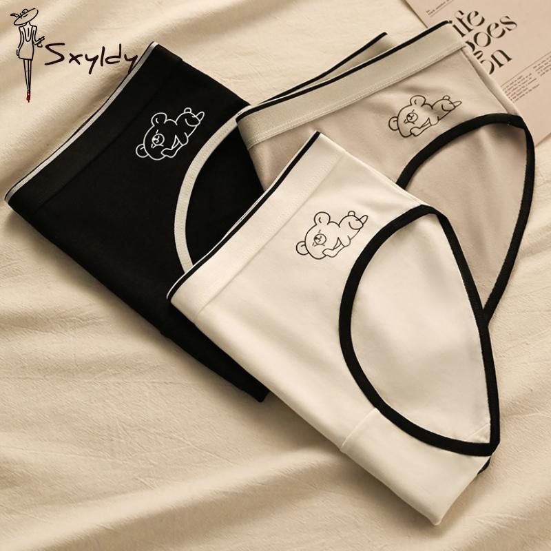 1/3 Pcs Women's Bear Mid-rise Seamless Comfort Triangle Pants Breathable Antibacterial Panties