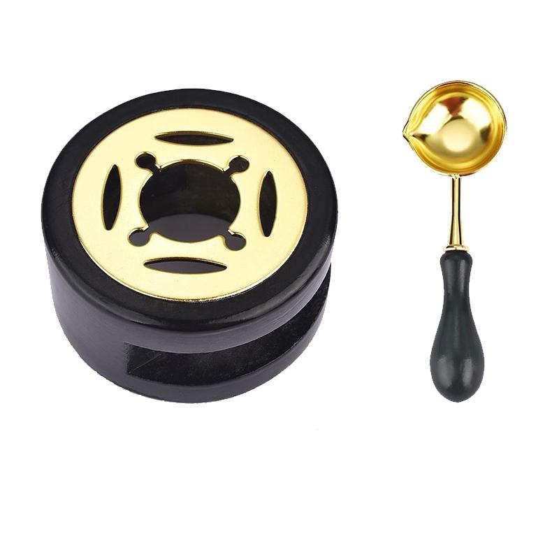 1 SET Retro Wood Handle Furnace Stove Pot Wax Seal Stamp Set Wax Spoon Lacquer Decorative Craft Gift Seal Wax Card Making SB002