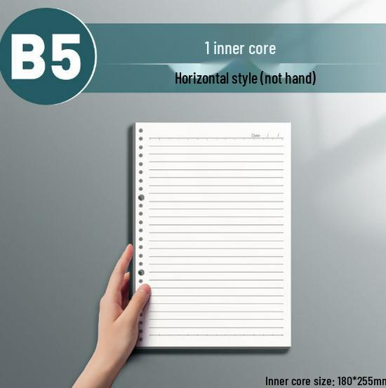 

Многоразовая тетрадь B5 с утолщенными страницами и кольцевым механизмом разных размеров