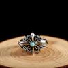 New Thai Silver Fine Craftsmanship Men's Jewelry: Vintage Turquoise Starlight Open Ring, Personalized Direct Sale