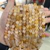 Huan Jing Jewelry 7a Natural Ice Yellow Rutilated Quartz Round Beads for DIY Bracelet Making
