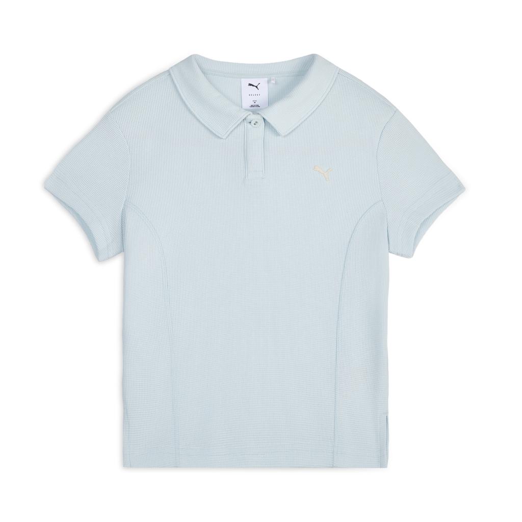 Puma R.Essentials Breathable Waffle Urban Outdoor City Commuting Relaxed Fit Polo Shirt Women tops Light-Blue 638587-40