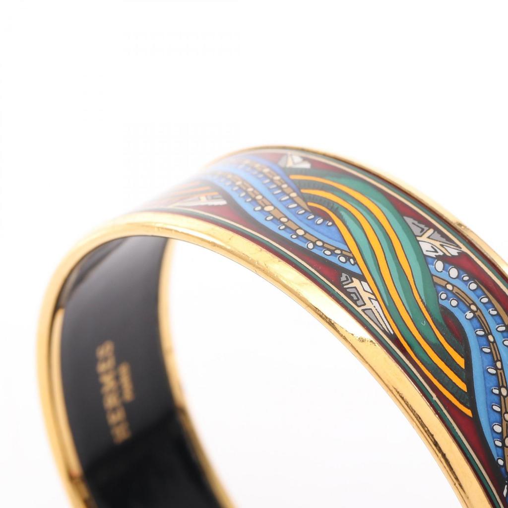 Used HERMES EmailleGM Bangle Gold Plated Cloisonne Gold Multicolor Gold Used Women