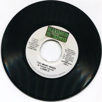 7inch Record LUKIE D - Too Many Wars NONE Maximum Sound Jamaica Reggae, Ska & Dub Used