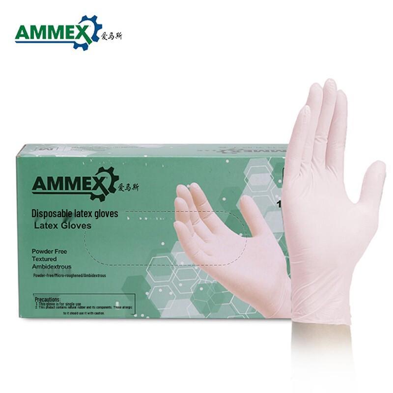AMMEX Disposable Powder-Free Textured Latex Gloves