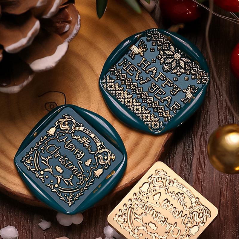 Siegelwachsstempel „Frohe Weihnachten“, Schneeflocke, Rentier, Kupfer, Messing, für DIY-Scrapbooking, Wachssiegelstempel, Umschlagdekoration