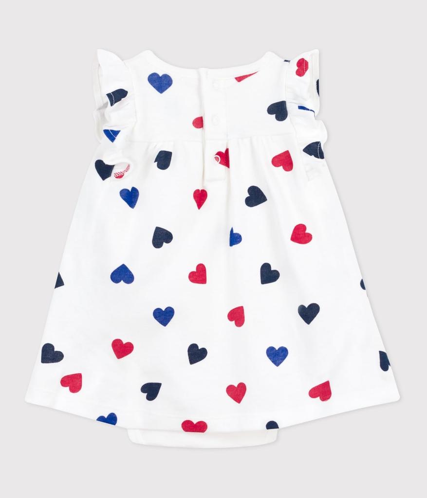 Šaty A0CH1 6 měsíců 67cm [Petit Bateau] Jednodílné Off-white/Multicolor