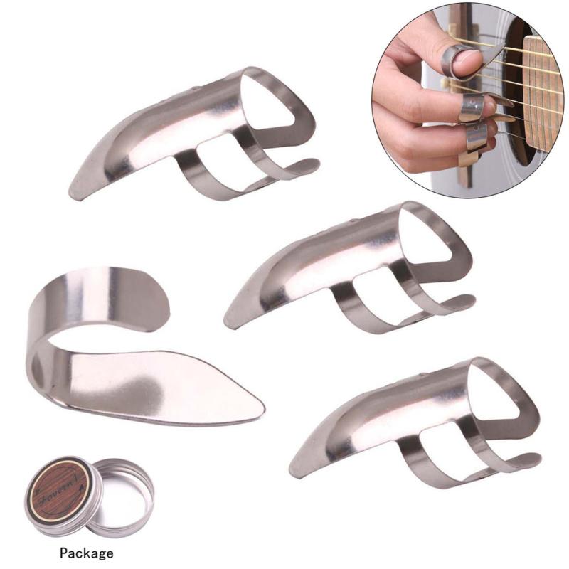 Metal Finger Thumb Nail Guitar Picks Plectrums Set Metal Acoustic Electric Bass Guitar Accessories