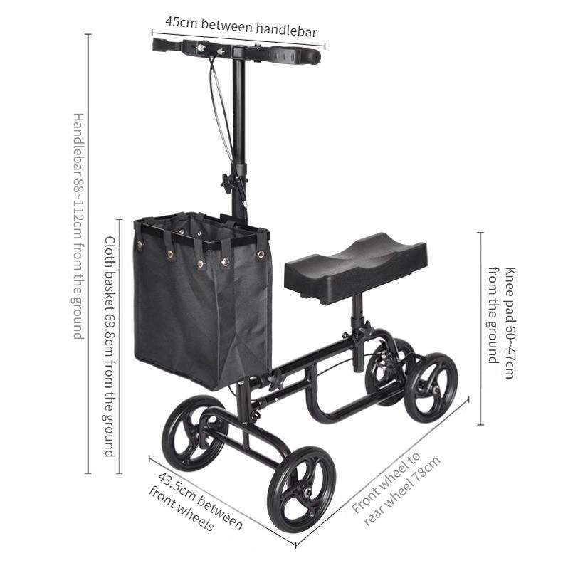 Foldable Four-wheel Fracture Assisted Bike Foldable Portable Assistive Walking Device Elderly Knee Scooter