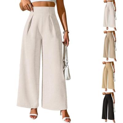 Women Fashion Casual Trousers High Waisted Wide Leg Pants