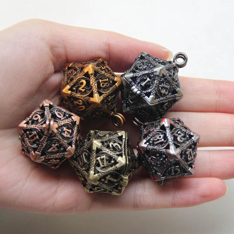 Unique Hollow Dices Pendant Keychain Accessory Set Dices Ornaments Metal Dices Key Chain Decorations for Game Lovers