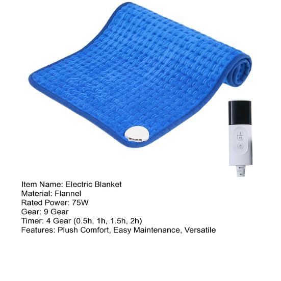 75W Electric Heating Blanket Back Neck Shoulder Pain Relief 9-Gear Temp 4-Gear Timer Flannel Electric Warming Pad UK Socket