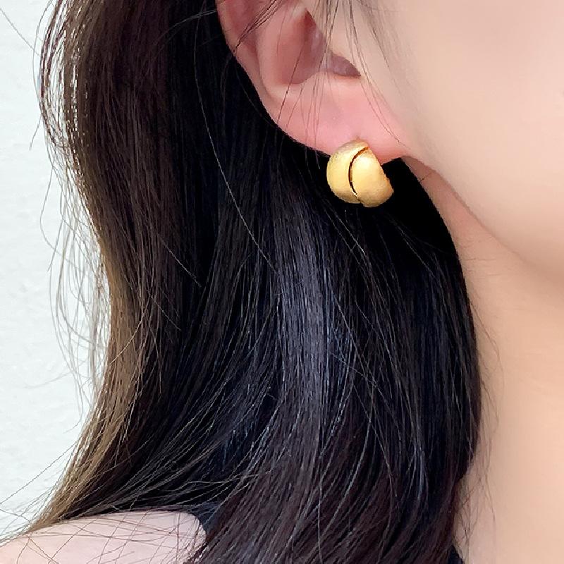Vintage Matte Brushed Earrings for Women Korean Fashion Geometric Cross Stud Earrings Jewelry Party Accessories Gifts
