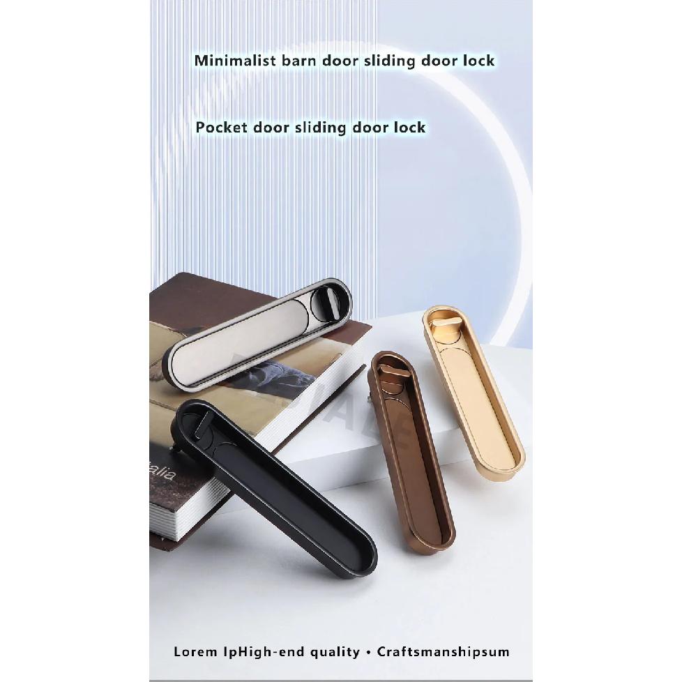 Pocket Door Wooden Sliding Door Lock Sliding Door Lock With Side Handle Balcony Kitchen Bathroom Invisible Door Hook Lock