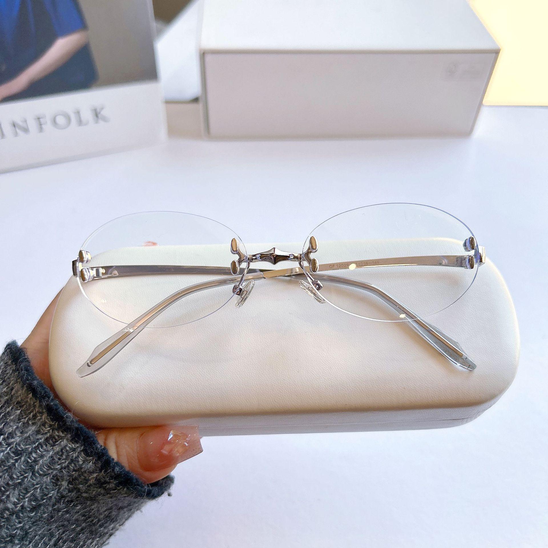 Модные безрамные овальные женские солнцезащитные очки с защитой от УФ-излучения