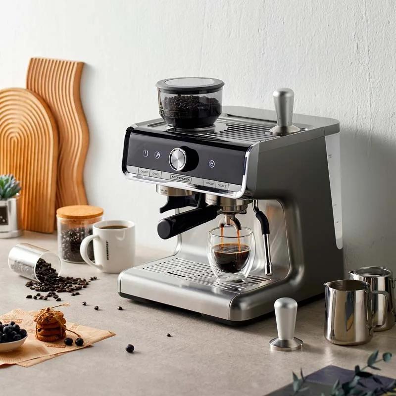 Kitchencook - Home Bistro - Inox - Expresso Broyeur 15 Bars - Buse Vapeur - 1550 W