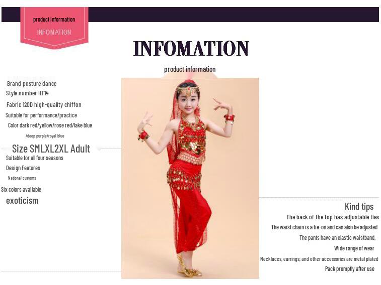 Costume Etnico Danza dello Xinjiang per Bambini - Set Performance Danza del Ventre con Pantaloni Evidenziati