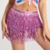 Sequins Belly Dance Waist Chain 4-Layer Tassel Hip Scarf Latin Dance Hula Short Skirt  Party