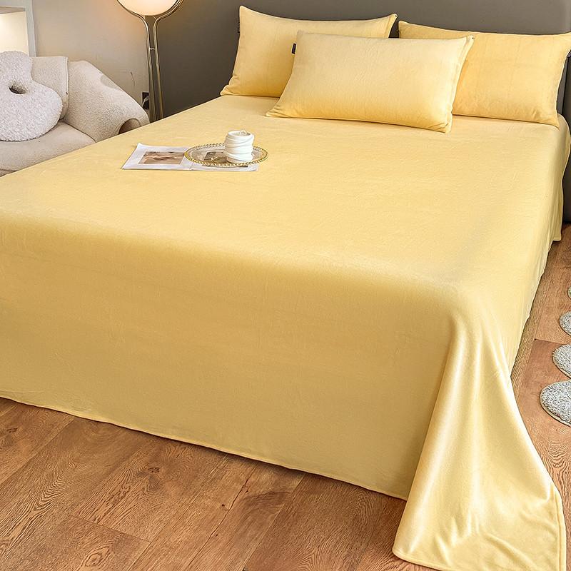 Warm Velvet Flat Sheet Solid Color Autumn Winter Bed Top Sheet 120/160/200/245/270cm Bed Linens for Single Double King Queen Bed