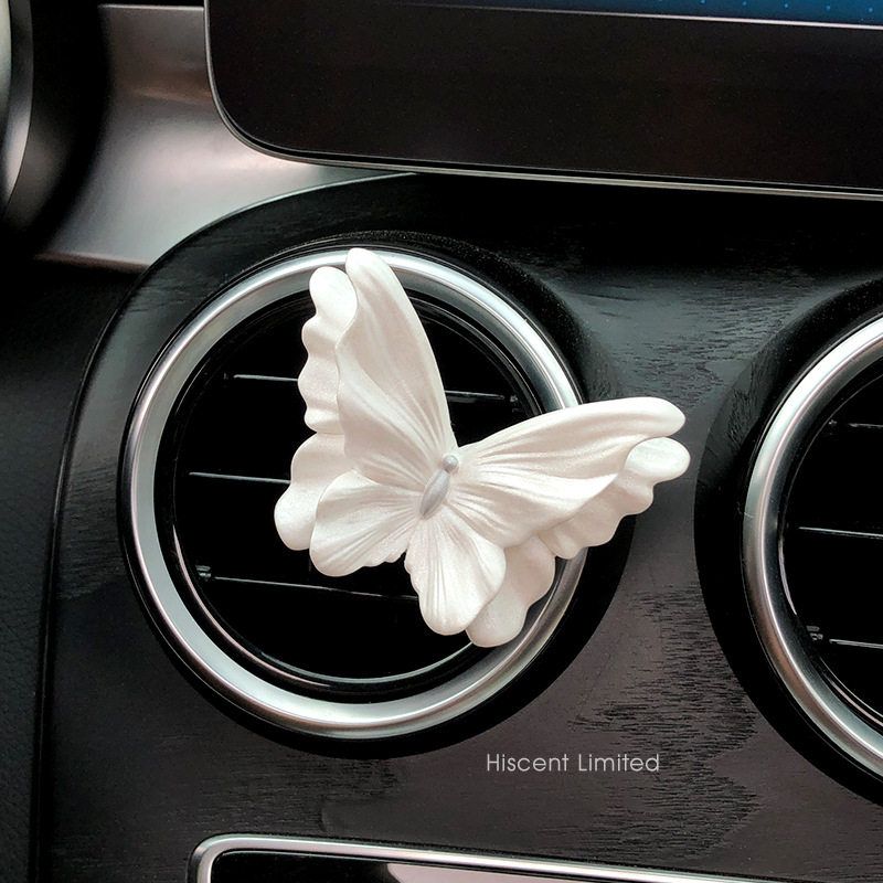 Butterfly and Flower Car Fragrance Perfume Car Air Vent Decoration Flower Ornament for Girls Car Interior Decoration Diffuser Stone Streamer White Butterfly