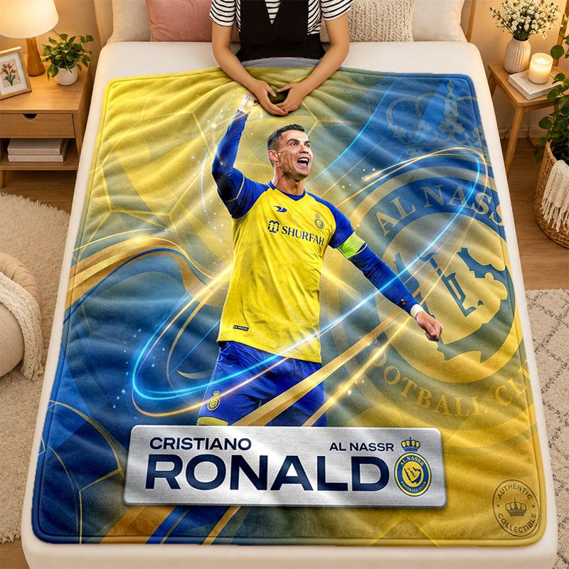 Koc Flanelowy Cristiano Ronaldo Ciepły Miękki Koc Rzutowy do Użytku Wewnętrznego Sofa Łóżko Salon