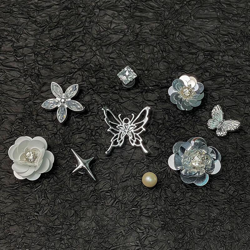 

Подвески для обуви Moonlight Garden Glitter Heart & Pearl - Милые акриловые аксессуары для клогов с цепочкой-пряжкой