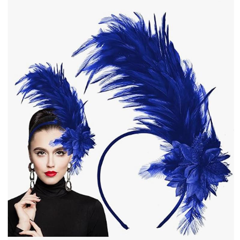 Women's 1920s Feather Fascinator Headband, Fascinators Hat for Women Tea Party Flower Headpiece Gatsby Derby Hat