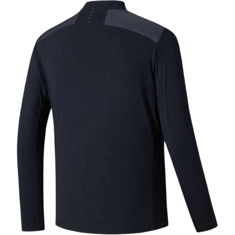 Anta Champion Outdoor Series Sports Casual Simple Color Block Stand Collar Long Sleeve Knit Shirt Men Tops Basic-Black 152520403-4