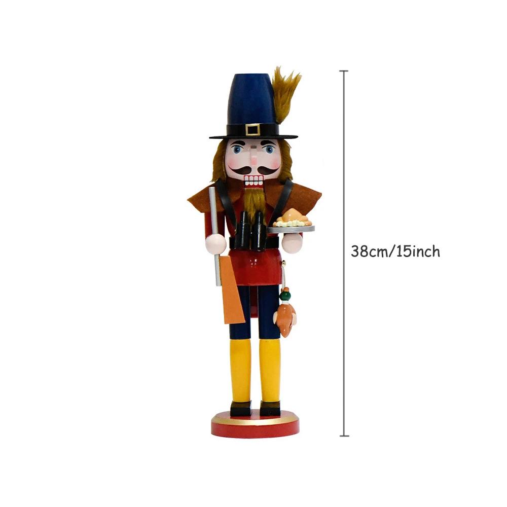 38cm/15 Zoll Festliche Weihnachts-Nussknacker-Ornamente, Holz-Handpuppe Sammlerfigur Ideal für Wohnkultur & Geschenke