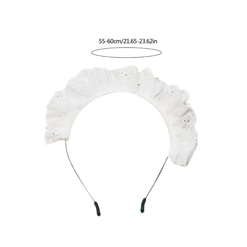 Women Pleated Lace Headbands Cosplay Maid Hairband Carnivals Halloween Headbands