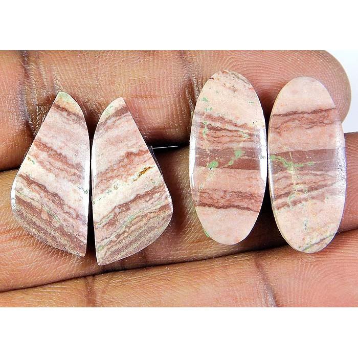 

38Cts. Natural Zebra Jasper Pair Mix Cabochon Loose Gemstone 2 Pair Lot PP-1347
