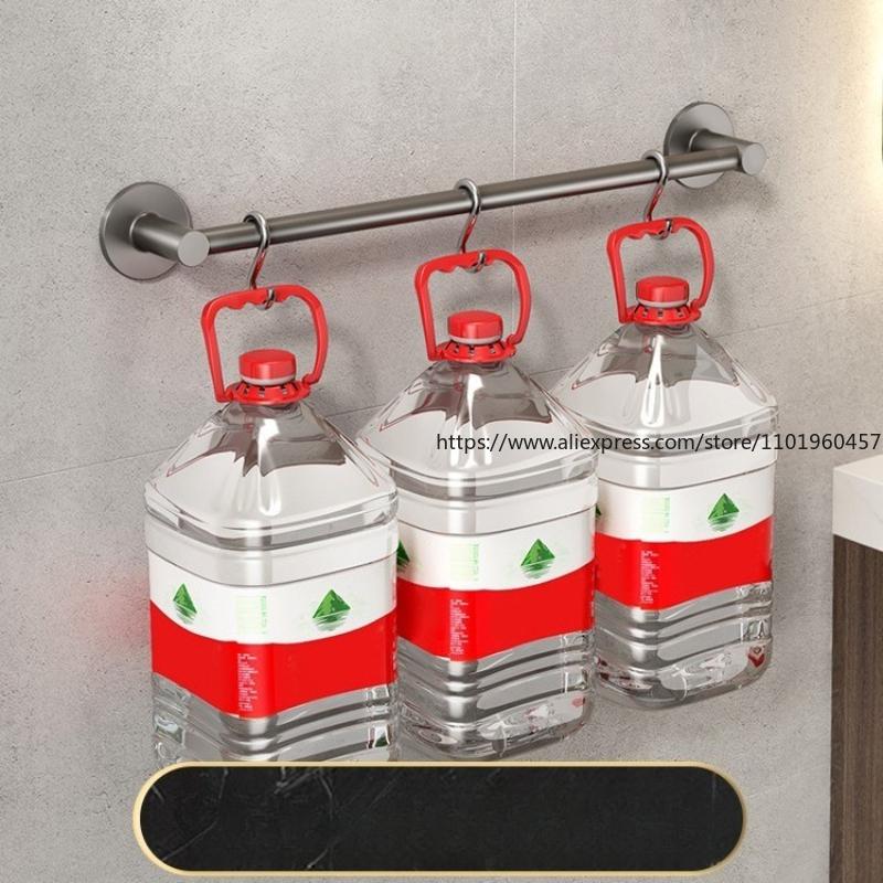 Towel Rack, Toilet, No Punching Gun, Gray Wall-mounted Bathroom, Space Aluminum Hanger, Toilet Storage, Single Bar, Towel Bar.