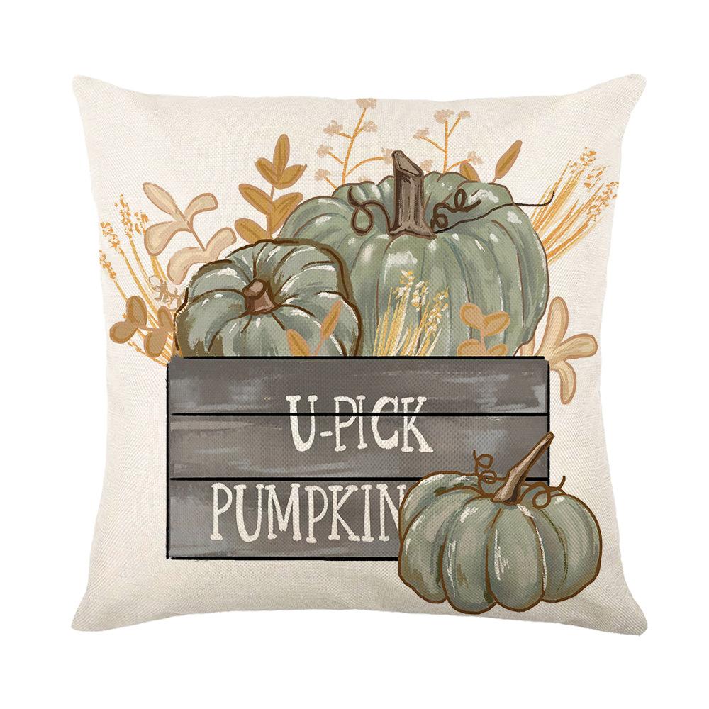 Autumn Pumpkin Pillow Cover Linen Printed Cushion Cover Living Room Bedroom Pillow Cover Home Decoration