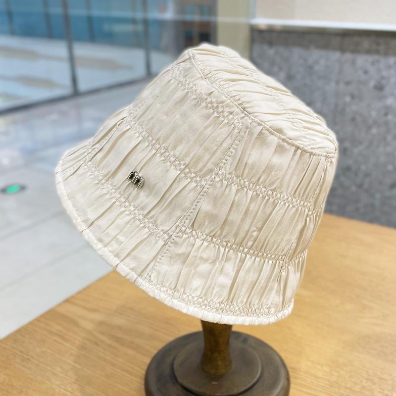 

Womens Hat Autumn Wrinkled Casual Bucket Fisherman Hat Barefaced Fashion Basin бежевий