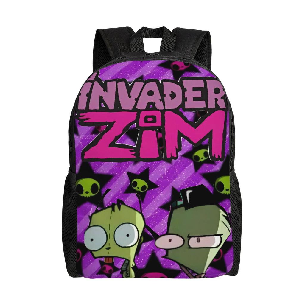 Invaders Zims Friends Squirrel & Gir Backpack Women Polyester Workout Backpacks Breathable Modern School Bags Rucksack