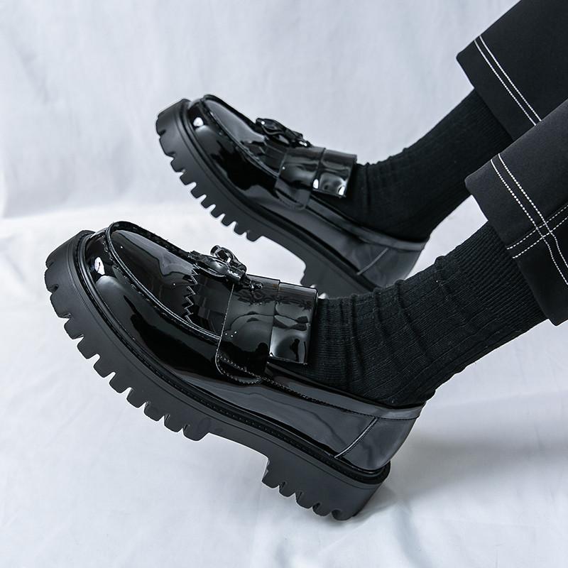 White Tassel Loafers Men Chunky Shoes Large Size 38-46 Round Toe Casual Shoes For Man Party Fashion Leather Shoes Man Moccasins
